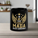 NEVER SURRENDER Black Glossy Mug